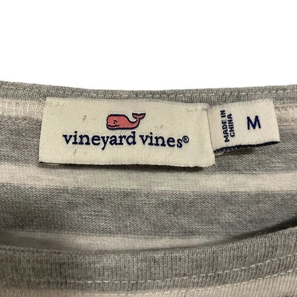 Vineyard Vines Stripe Cotton Dress Gray and White Size Medium - Picture 3 of 8